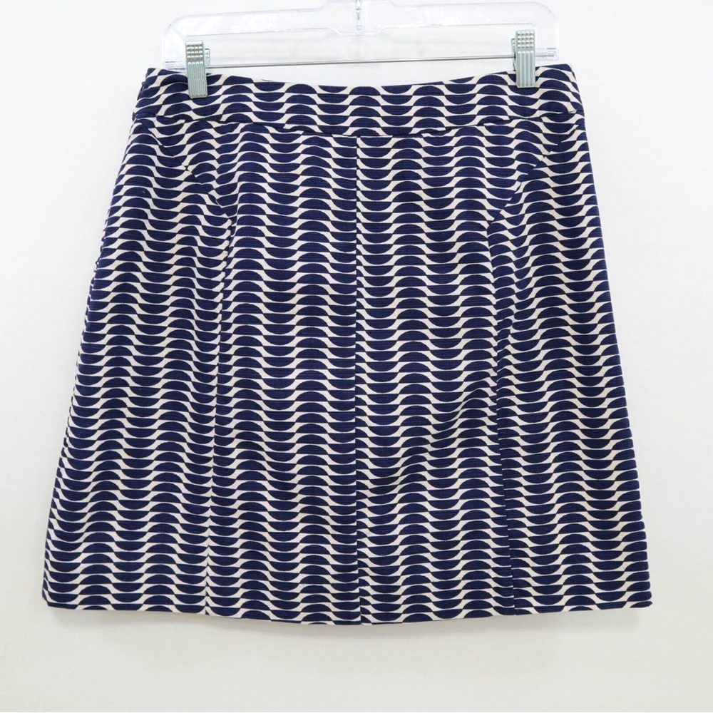 Boden Navy and White Wave Print Skirt